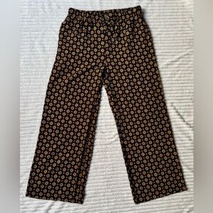 Michael Kors Stylish Black and Gold Patterned Pants Large